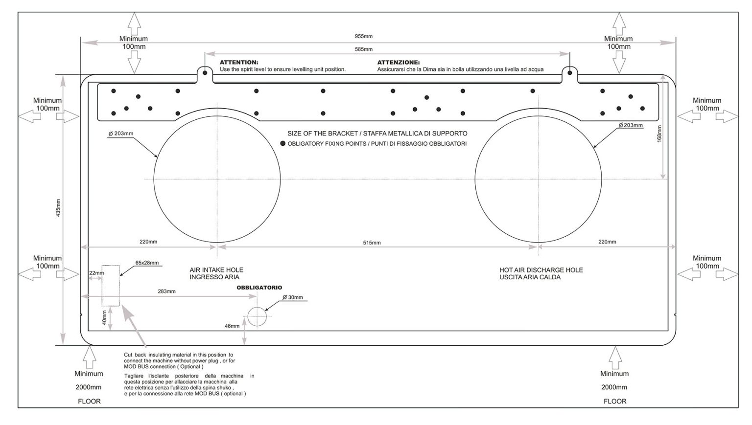 zymbo icool monoblokk klíma beépítési rajz